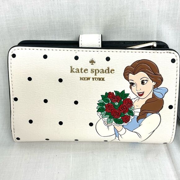 kate spade Disney Wallet Beauty and the Beast Medium Compact Bifold Wallet NWT - Picture 9 of 9